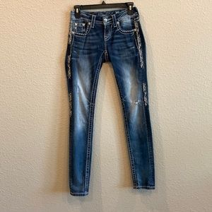 Miss Me, blue denim jeans, skinny fit, like new, size 24 regular, inseam 31